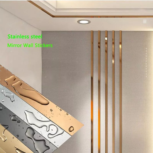 Roll Gold Wall Sticker Stainless Steel Flat Decorative Lines